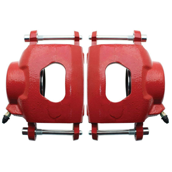 GM Red Powder Coated Single Piston Front Conversion Calipers Pair