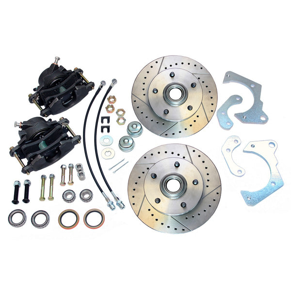 1965-68 Chevrolet Car Disc Brake Wheel Kit with Cross Drilled & Slotted Rotors
