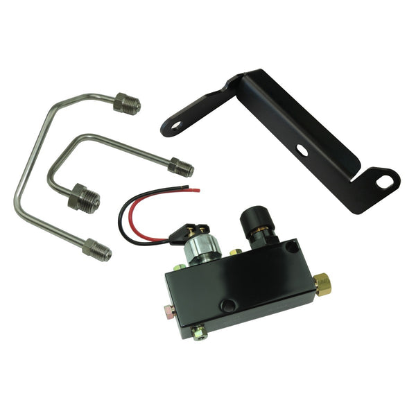 Adjustable Proportioning Valve Kit - Black Finish, Valve, Bracket and Master Cylinder Lines. Complete Valve Kit. 4pc