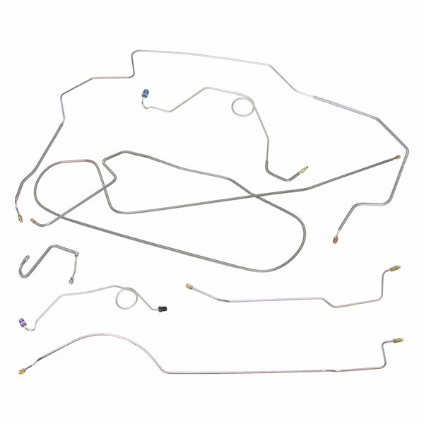 1968-69 American Motors Rambler Manual Drum Complete Brake Line Kit 8pc, OE Steel