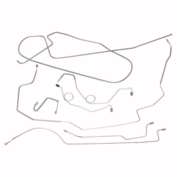 1968-69 American Motors AMX Manual Drum Brake Line Kit 8pc, OE Steel