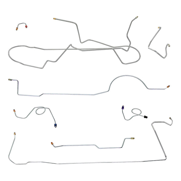 1970 American Motors AMX Power Drum Brake Line Kit 8pc, OE Steel