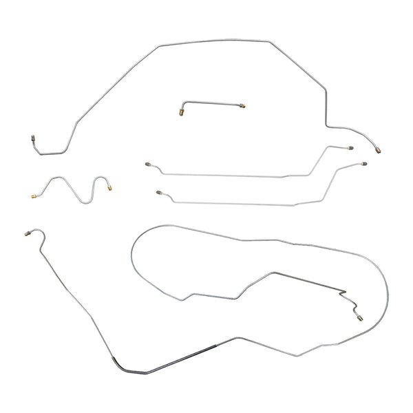 1964 Buick Skylark Gran Sport (Only) Hardtop Manual Drum Brake Line Kit 6pc, OE Steel
