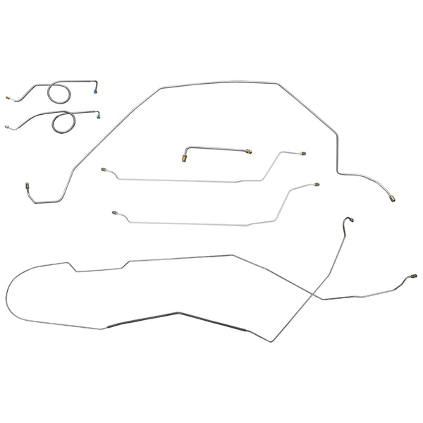 1964 Buick Skylark/GS Hardtop (w/Block Mounted in Stock Location) Power Disc Conversion Brake Line Kit 7pc, OE Steel