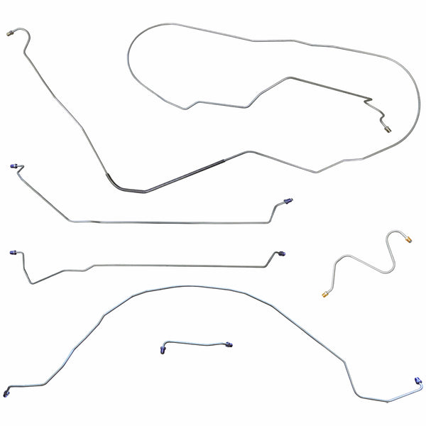 1966 Buick Gran Sport (Only) Hardtop w/3/16" F to R Manual Drum Brake Line Kit 6pc, OE Steel
