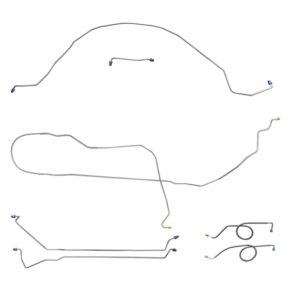 1966 Buick Special/Skylark (Non-GS) Hardtop w/Block in Stock Location and 1/4" F To R Power Disc Conversion Brake Line Kit 7pc, OE Steel