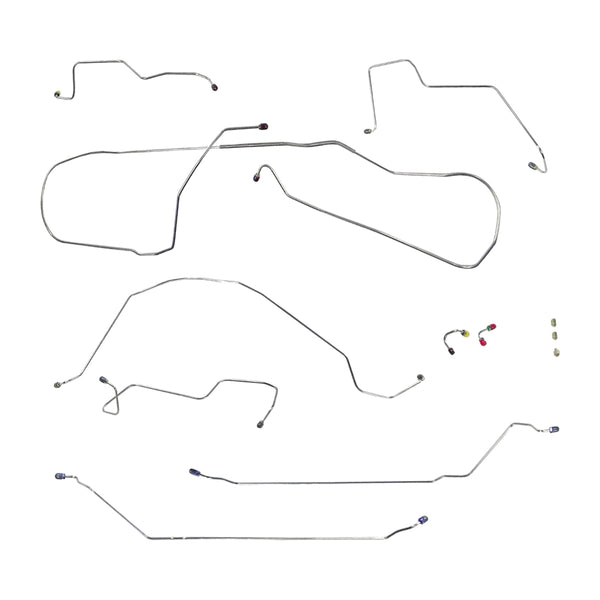 1966-67 Buick Skylark Convertible/GS Hardtop/Convertible w/ Valve at M/C Power Disc Conversion Brake Line Kit, 9pc, OE Steel
