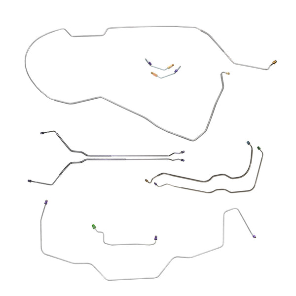 1968 Buick Special Skylark GS Hardtop Power Drum Brake Line Kit 7pc, OE Steel