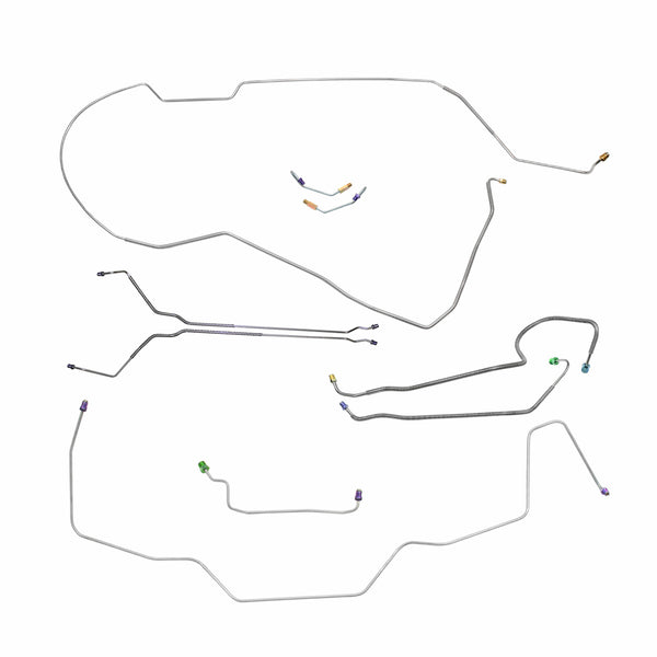 1968 Buick Special Skylark GS Hardtop Manual Drum Brake Line Kit 7pc, OE Steel