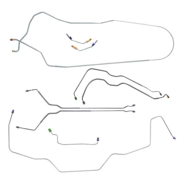 1968 Buick Special Skylark GS Convertible Power Drum Brake Line Kit 7pc, OE Steel
