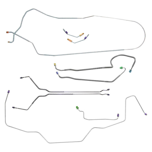 1968 Buick Special Skylark GS Convertible Manual Drum Brake Line Kit 7pc, OE Steel