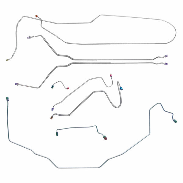 1968 Buick Special Skylark GS Convertible Manual Disc Brake Line Kit 8pc, OE Steel