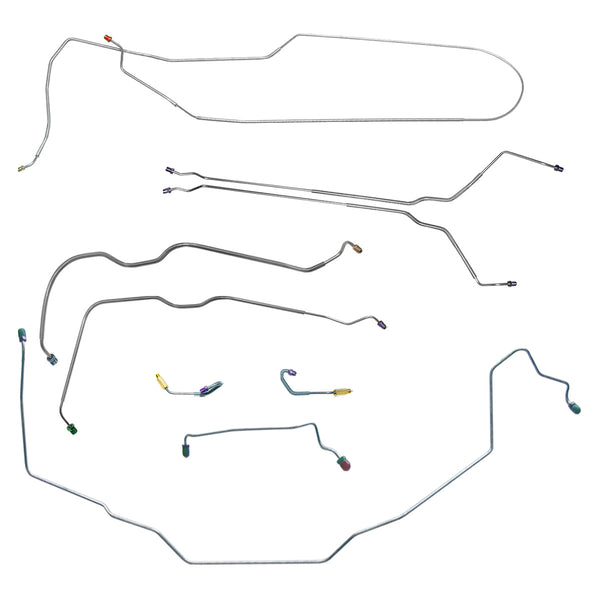 1969 Buick Special Skylark GS Hardtop Power Drum Brake Line Kit w/ Wheel Lines 9pc, OE Steel