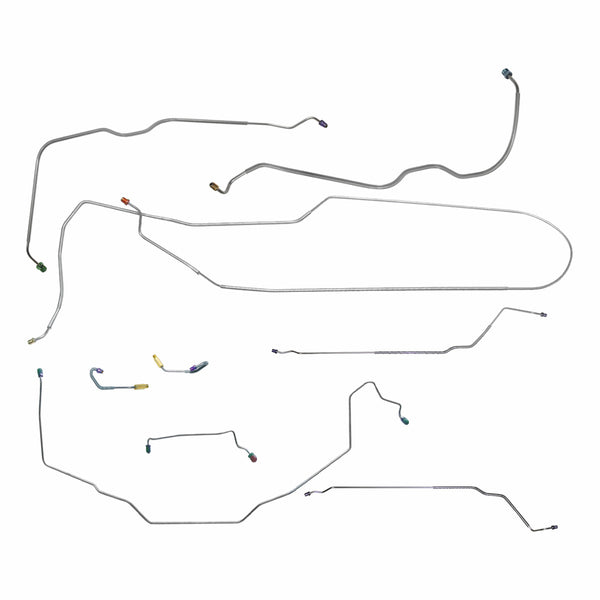 1969 Buick Special Skylark GS Convertible Power Drum Brake Line Kit w/ Wheel Lines 9pc, OE Steel