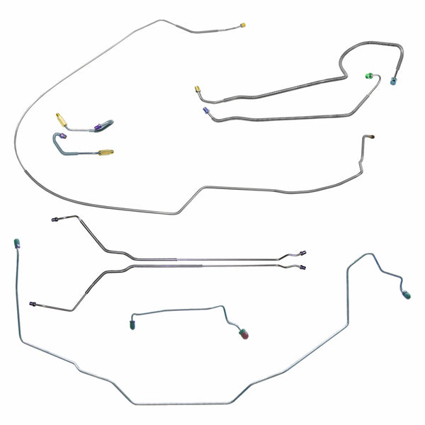 1970 Buick Special/Skylark/GS Convertible Manual Drum Brake Line Kit w/Wheel Lines 9pc, OE Steel