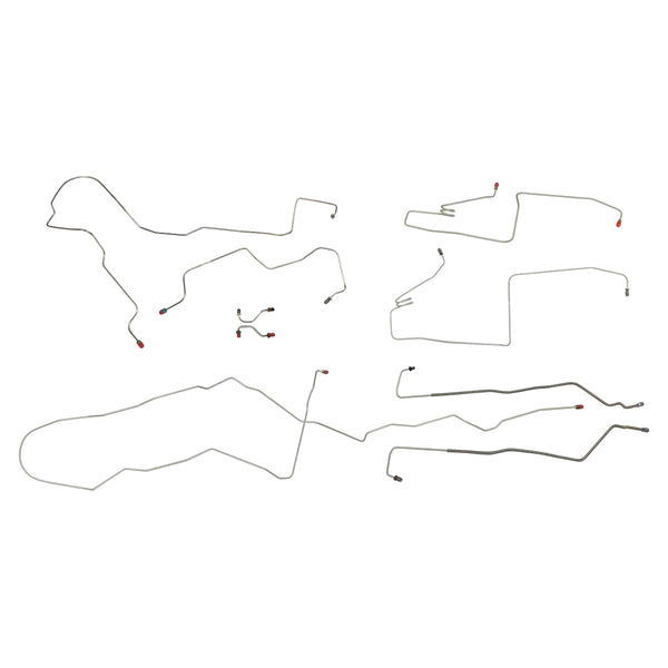 1995-96 Buick Roadmaster Four-Door (Only) Four-Wheel Power Disc Complete Brake Line Kit 9pc, OE Steel