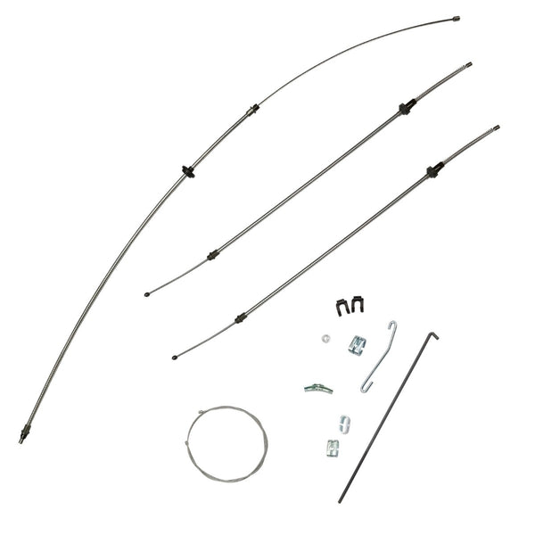 1970-71 E-Body Dodge Challenger Complete Parking Brake Cable Kit, With Intermediate, OE Steel