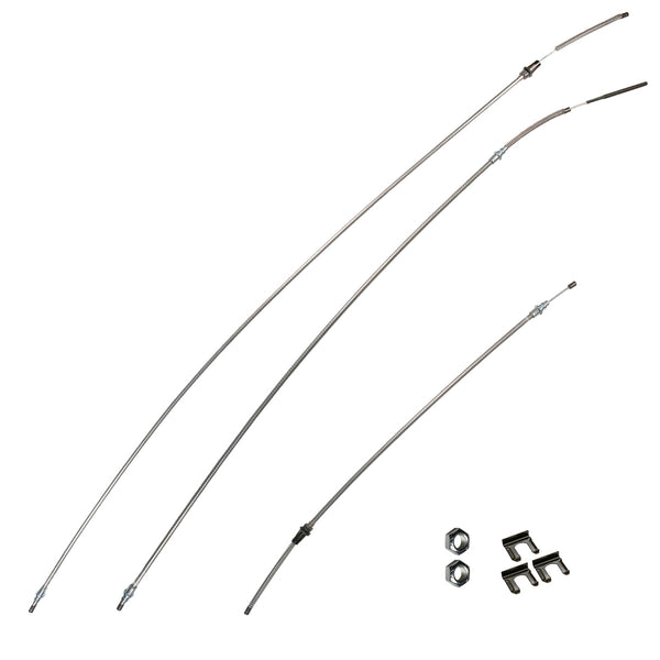 1978-80 Jeep CJ-5 Complete E-Brake Cable Kit, OE Steel