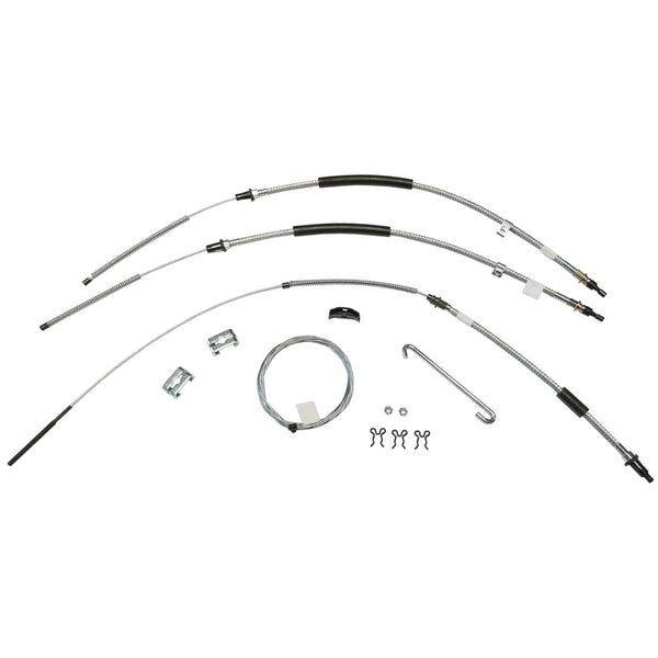 1965-66 Chevrolet Impala T-400 Transmission Complete Parking Brake Cable Kit OE Steel