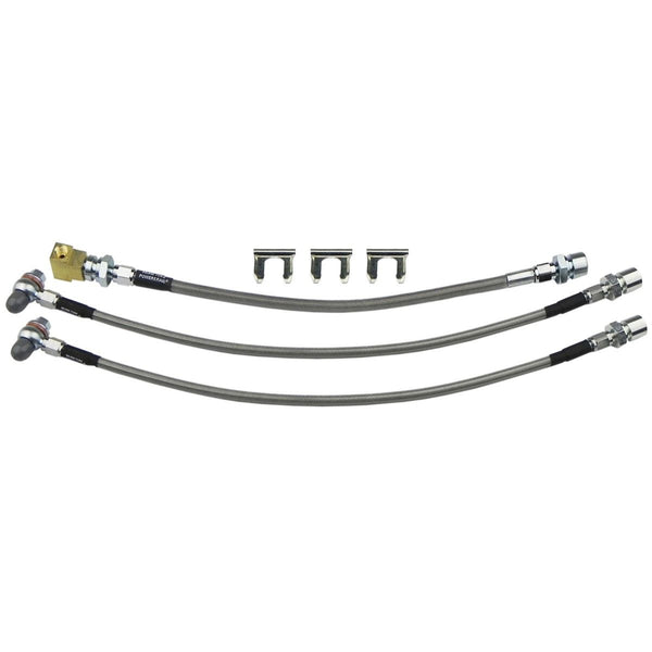 1967-68 Cheverolet Camaro Disc Brake Conversion 7/16 Banjo Stainless Braided Brake Hose kIt 3pc