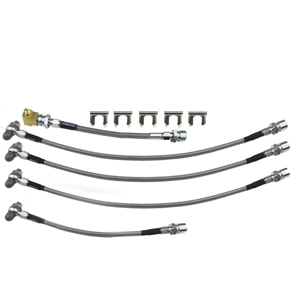 1993-97 Chevrolet, Camaro Front Disc Rear Disc W/O Trac Control Stainless Flex Hoses 5 pc Stainless