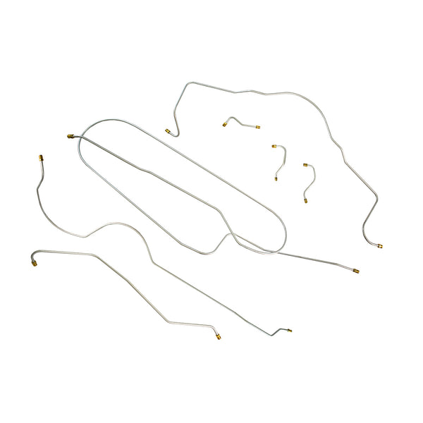 1955 Cadillac Series 62 129" WB Power Drum Complete Brake Line Kit 6pc, OE Steel