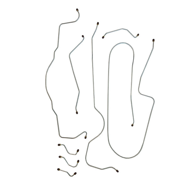 1956 Cadillac Series 62 129" WB Power Drum Complete Brake Line Kit 6pc, OE Steel