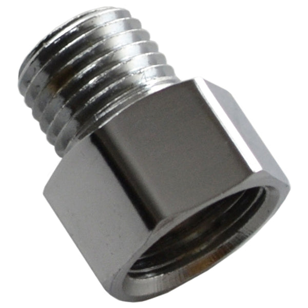 Chrome Brass Line Adapter, Male 1/4" Pipe, Female 5/8"-18 Inverted Flare