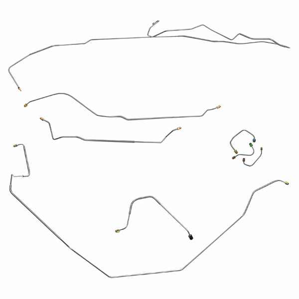 1967 Chevrolet Camaro 1pc F to R Manual Disc Brake Line Kit 8pc, OE Steel