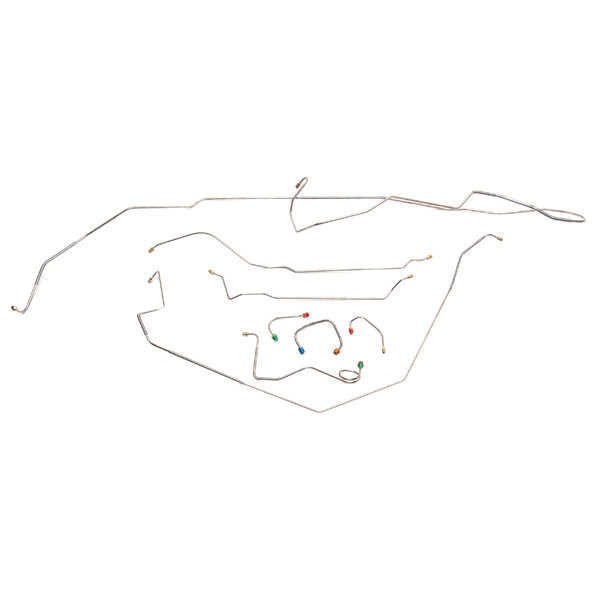 1967 Chevrolet Camaro 1pc F to R Power Disc Brake Line Kit 8pc, OE Steel