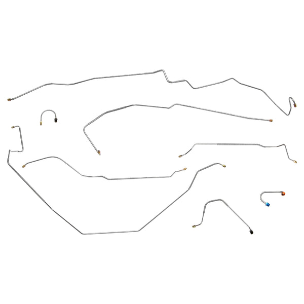 1967 Chevrolet Camaro Manual Drum Complete Brake Line Kit w/ Two Piece F to R, 8pc, OE Steel