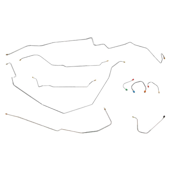 1967 Chevrolet Camaro 2pc F to R Manual Disc Brake Line Kit 9pc, OE Steel