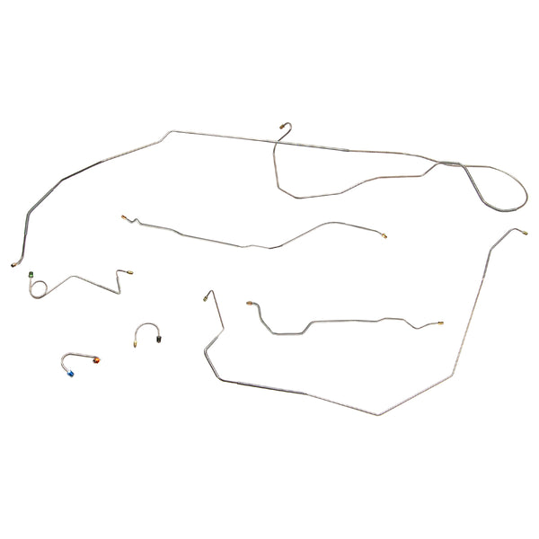 1968 Chevrolet Camaro Power Drum Brake Line Kit 1pc Front To Rear Line 7pc, OE Steel