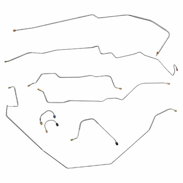 1968 Chevrolet Camaro w/Two-Piece F to R Manual Drum Brake Line Kit 8pc, OE Steel