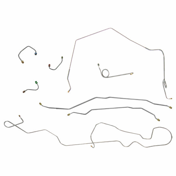 1969 Chevrolet Camaro w/One-Piece F to R Manual Disc Full Brake Line Kit 8pc, OE Steel