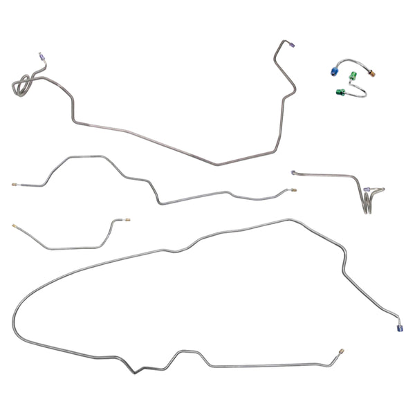 1976-77 Chevrolet Camaro Complete Manual Disc Brake Line Kit 7pc, OE Steel