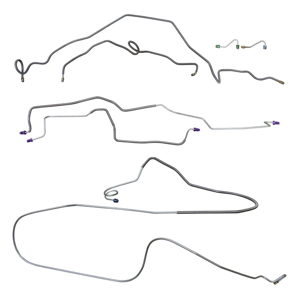 1982-83 Chevrolet Camaro Power Disc Brake Line Kit w/Standard Fittings 7pc, OE Steel
