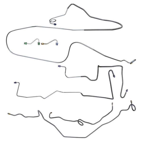 1982-83 Chevrolet Camaro Four-Wheel Power Disc Brake Line Kit w/Standard Fittings 7pc, OE Steel