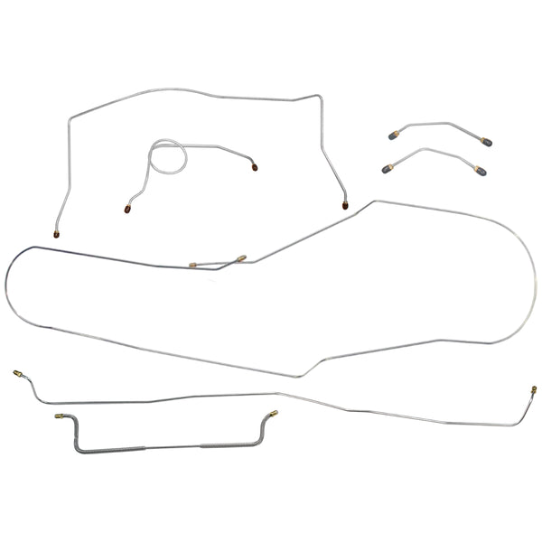 1959-60 Chevrolet El Camino Complete Manual Drum Brake Line Kit 7pc, OE Steel