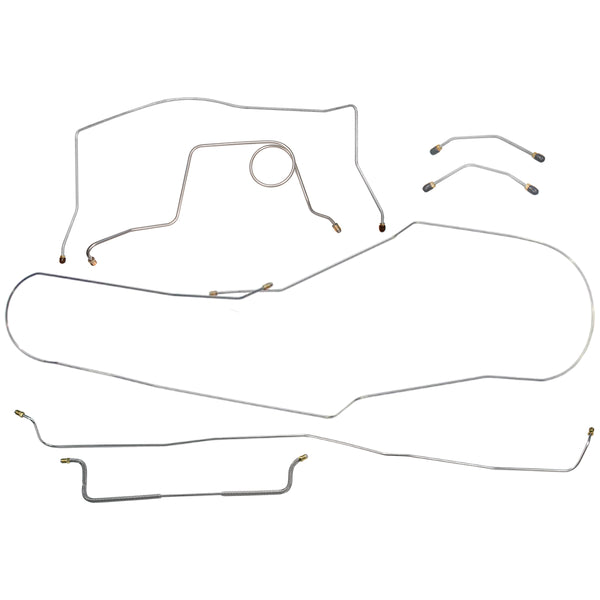 1959-60 Chevrolet El Camino Complete Power Drum Brake Line Kit 7pc, OE Steel