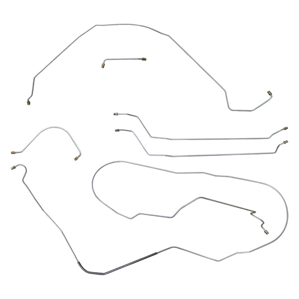 1964-65 Chevrolet El Camino V8 (Non-SS) Manual Drum Brake Line Kit 6pc, OE Steel