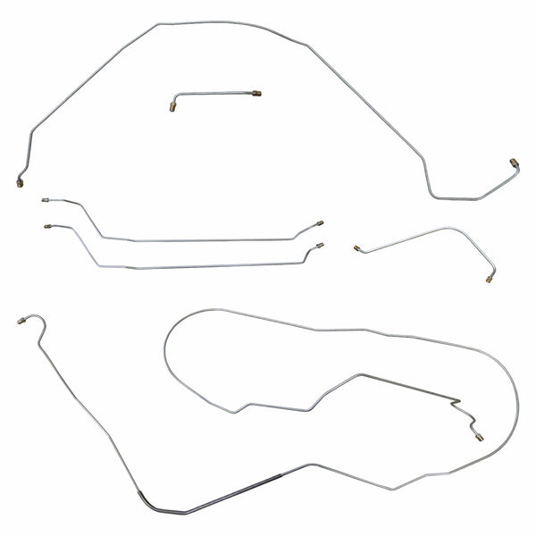 1964-65 Chevrolet El Camino V8 (Non-SS) Power Drum Brake Line Kit 6pc, OE Steel