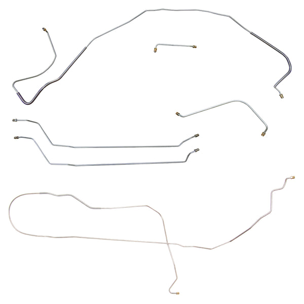 1966 Chevrolet El Camino SS Complete Power Drum Brake Line Kit 6pc, SS Only, OE Steel