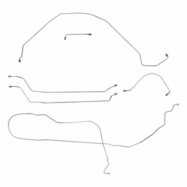 1966 Chevrolet El Camino Complete Manual Drum Brake Line Kit 6pc, Non SS, OE Steel