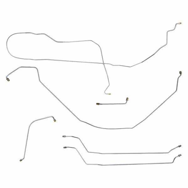 1966 Chevrolet El Camino Complete Power Drum Brake Line Kit 6pc, Non SS, OE Steel