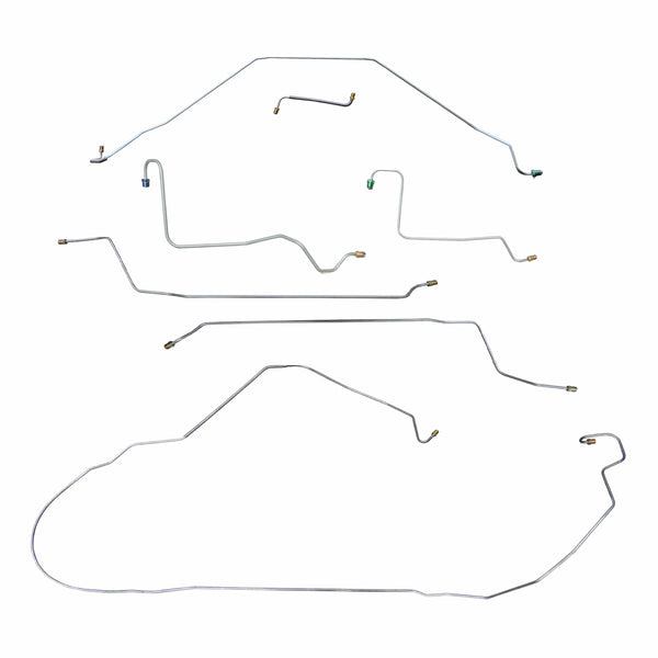 1967 Chevrolet El Camino Non-SS (Only) Power Drum Brake Line Kit 7pc, OE Steel