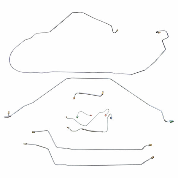1967 Chevrolet El Camino Non-SS (Only) Power Disc Complete Brake Line Kit 8pc, OE Steel