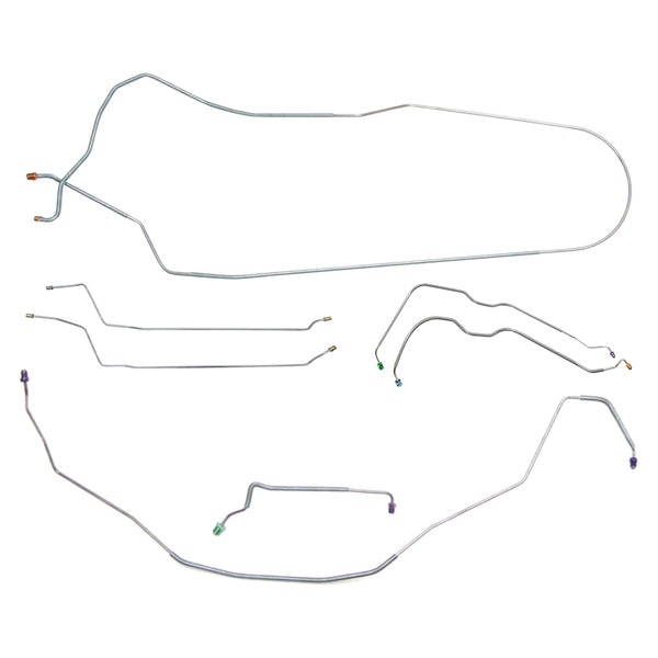 1968 Chevrolet El Camino SS Complete Power Drum Brake Line Kit 7pc, SS Only, OE Steel