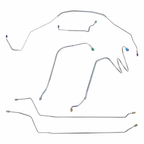 1968 Chevrolet El Camino SS (Only) Manual Drum Brake Line Kit 7pc, OE Steel