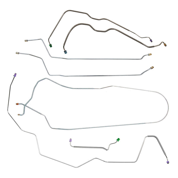 1968 Chevrolet El Camino Non-SS (Only) Power Drum Brake Line Kit 7pc, OE Steel